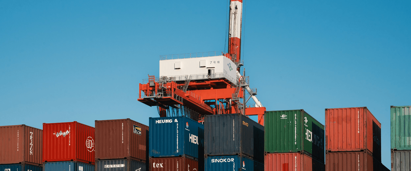 Container port with crane